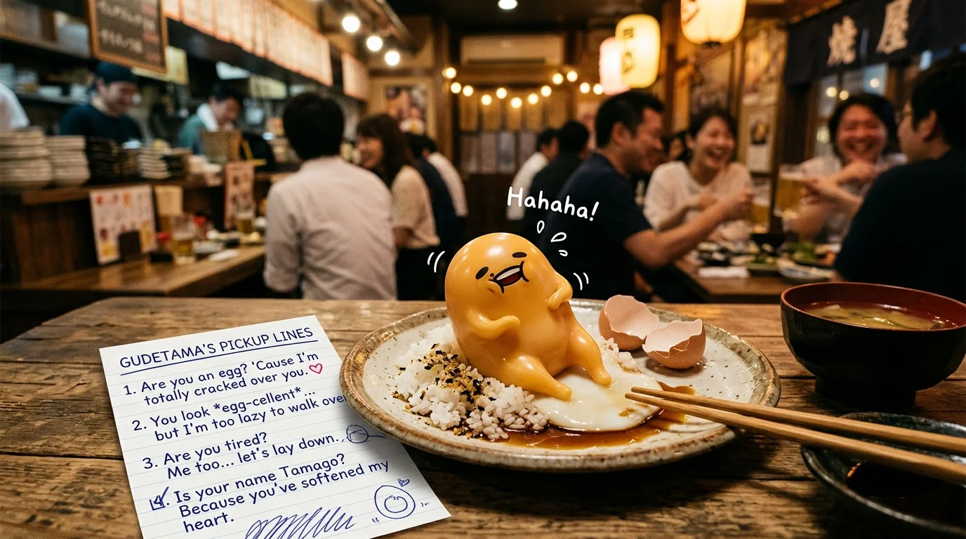 Nerdy Gudetama Pickup Lines